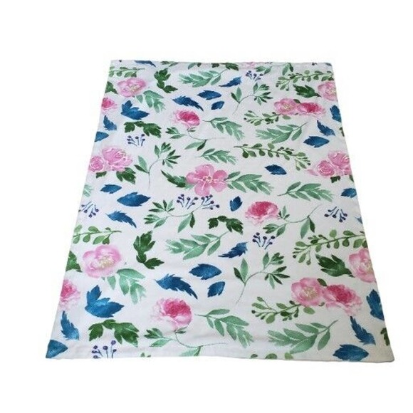 HOMRITAR Baby Blanket Floral Flowers Reversible Pink Minky Dots No Tag 30X38" - Picture 5 of 6